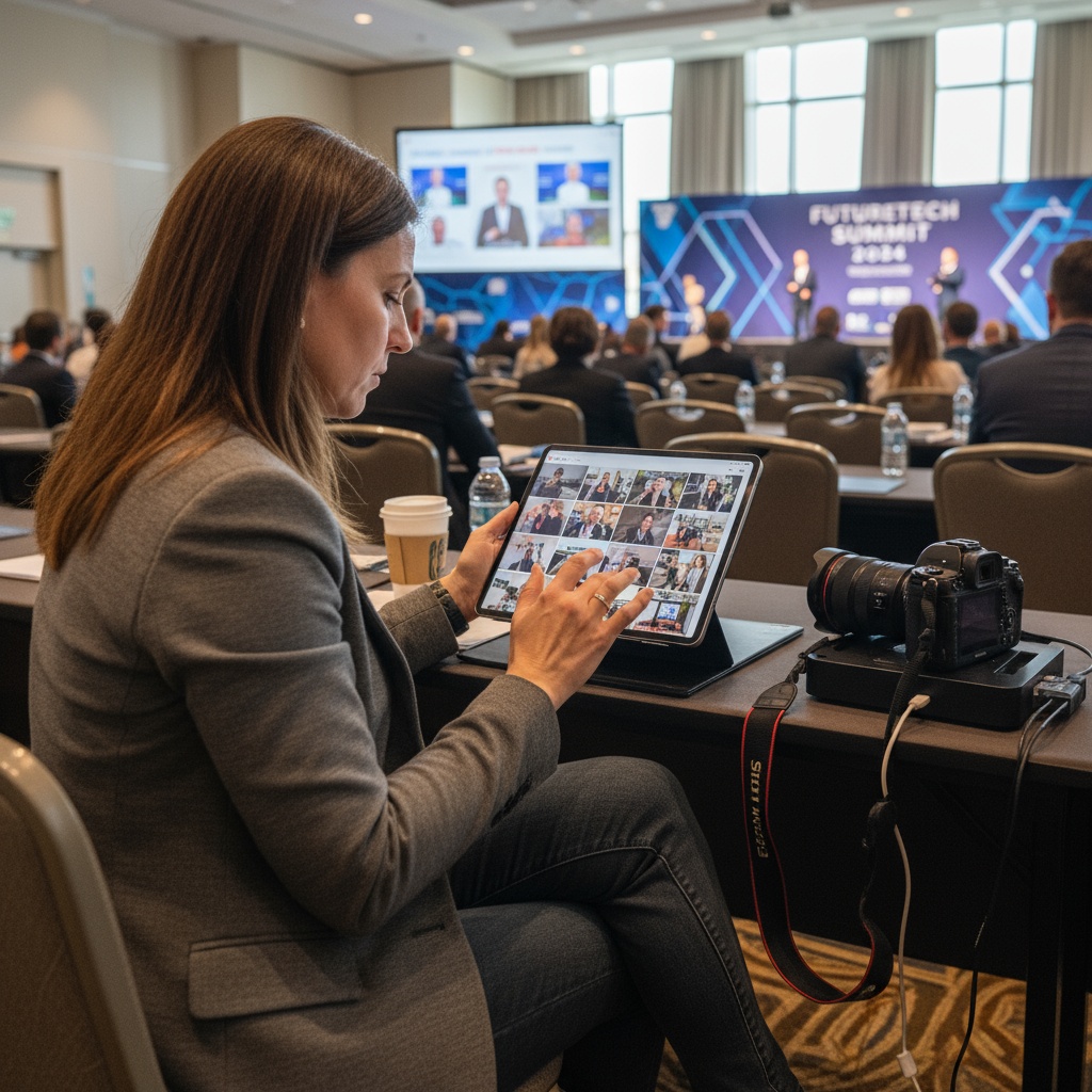 이벤트 갤러리를 관리하는 전문 사진작가