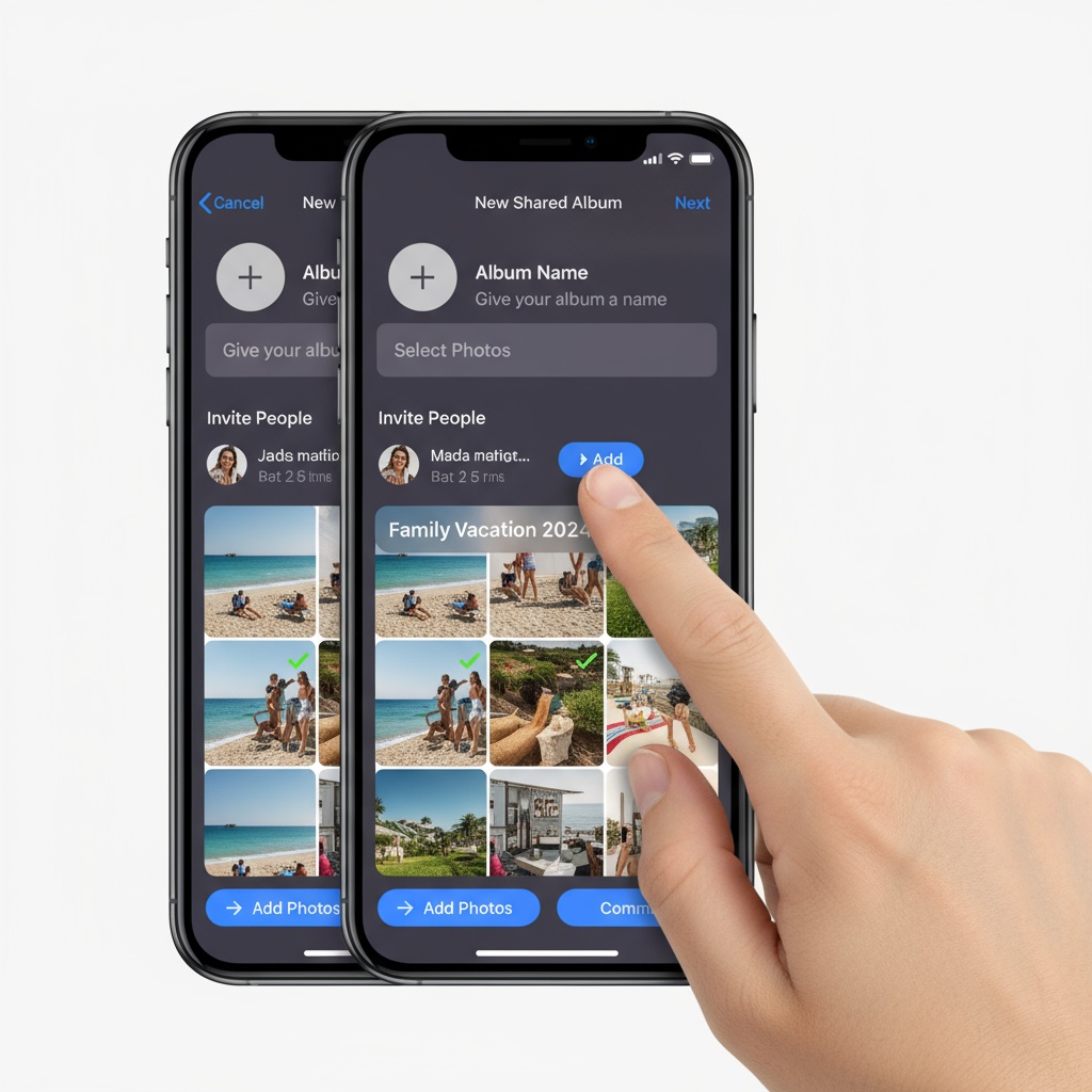 iPhone-Fotos-App mit Einrichtung eines geteilten Albums