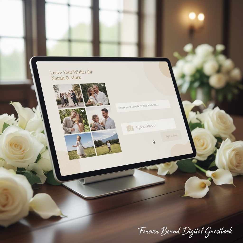 Cyfrowa księga gości weselnych na tablecie