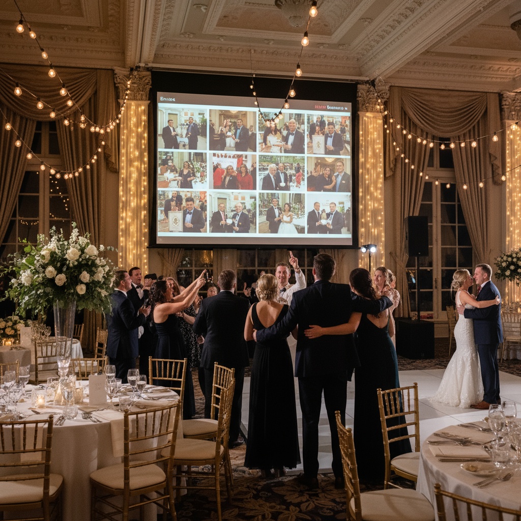 Interfaccia di galleria fotografica digitale di matrimonio visualizzata su tablet