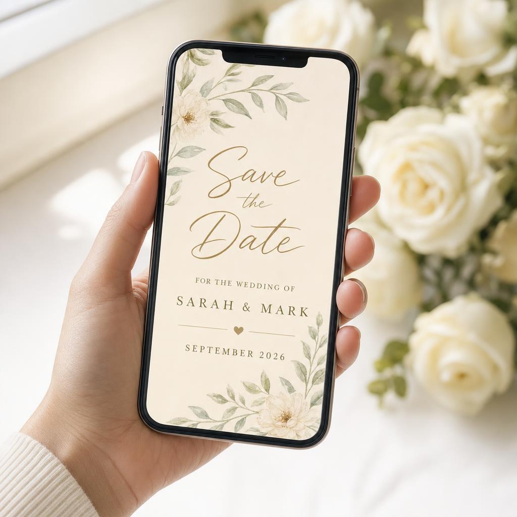 Elegant digital wedding invitation with RSVP