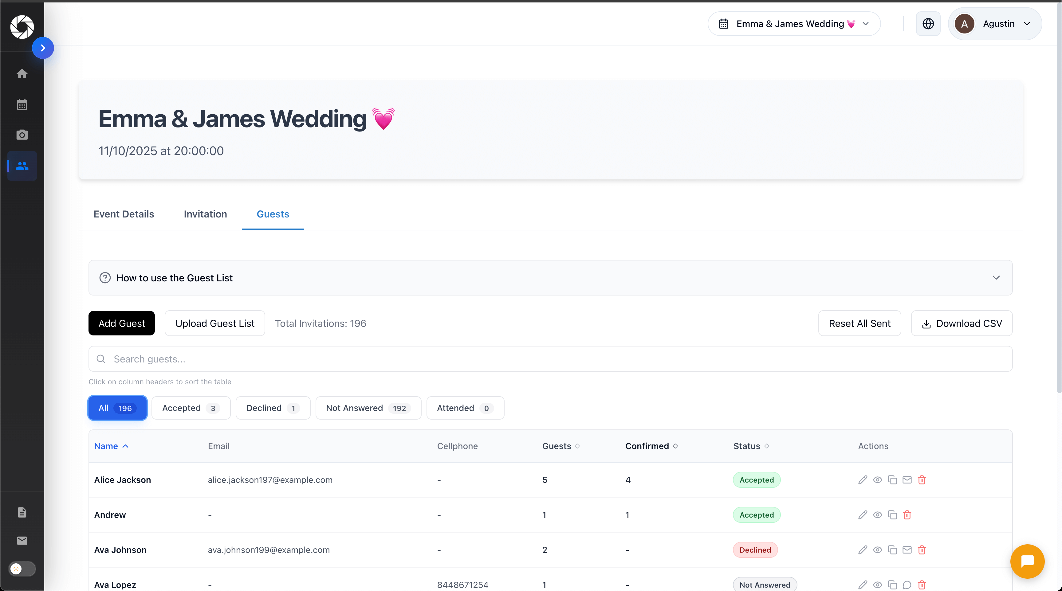 Interface do Sistema Inteligente de RSVP